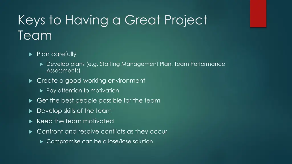keys to having a great project team