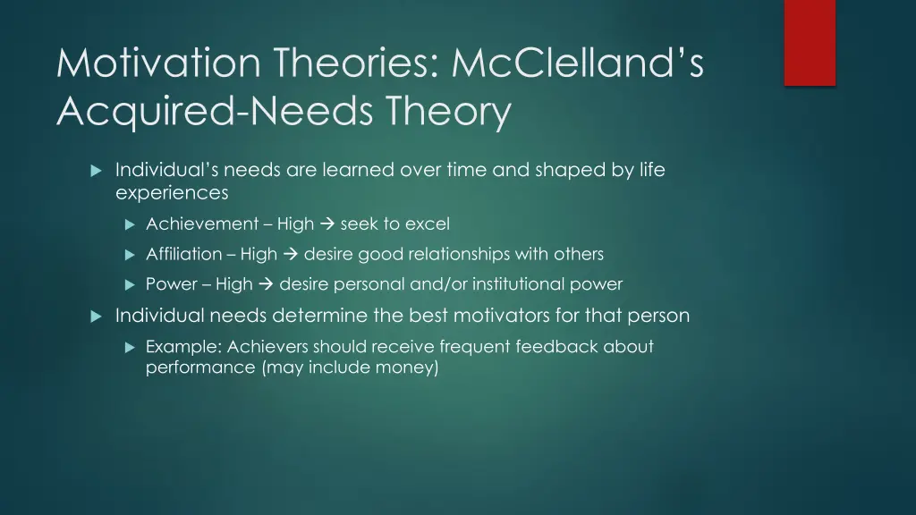 motivation theories mcclelland s acquired needs