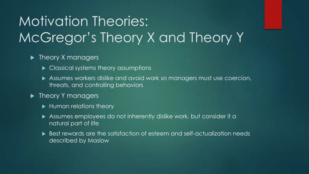 motivation theories mcgregor s theory