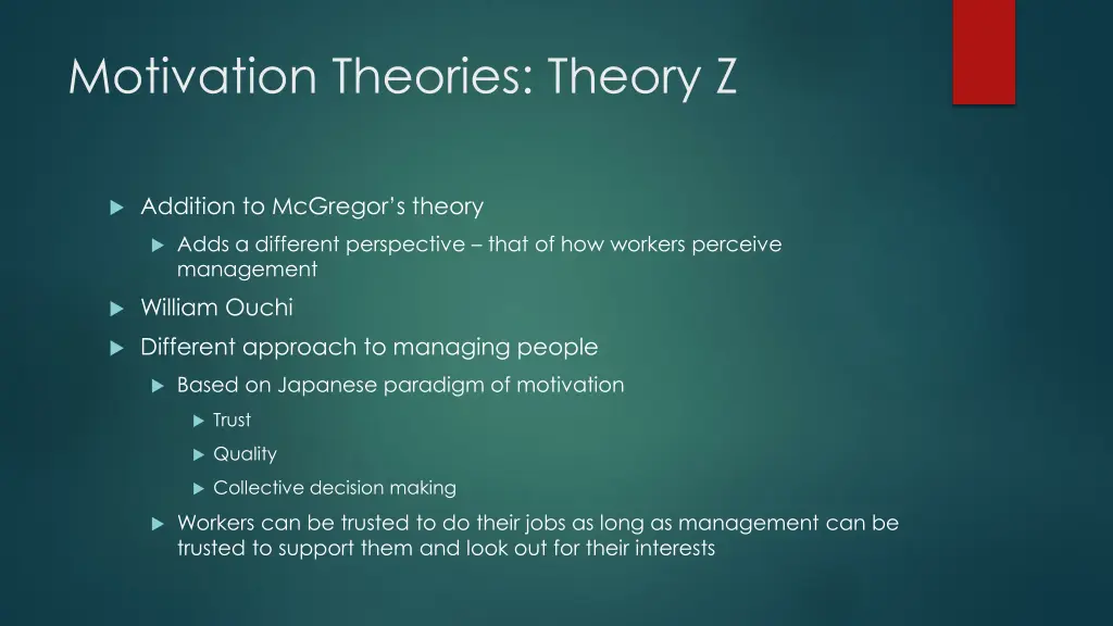 motivation theories theory z