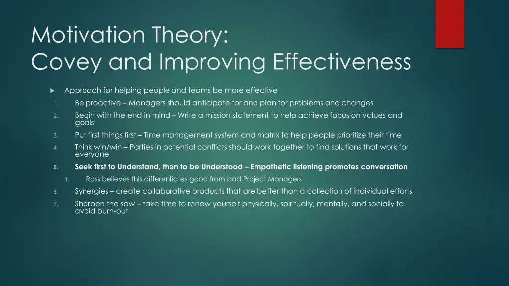 motivation theory covey and improving