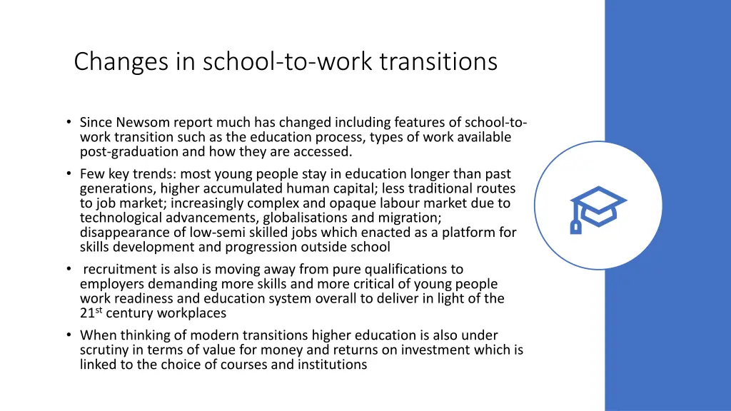 changes in school to work transitions
