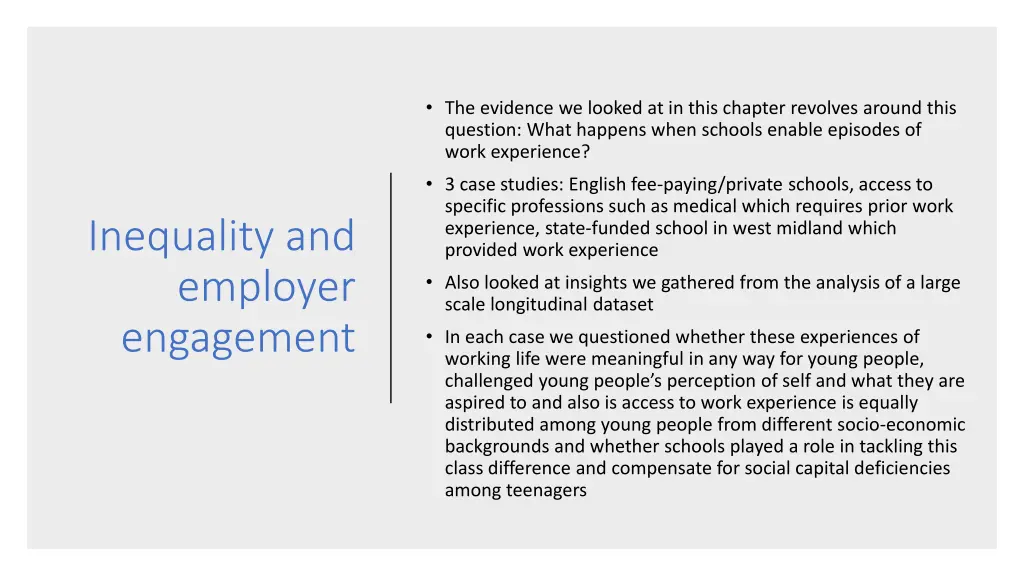 the evidence we looked at in this chapter