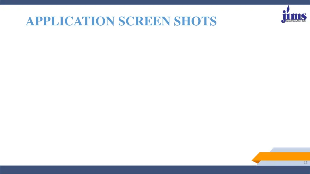 application screen shots