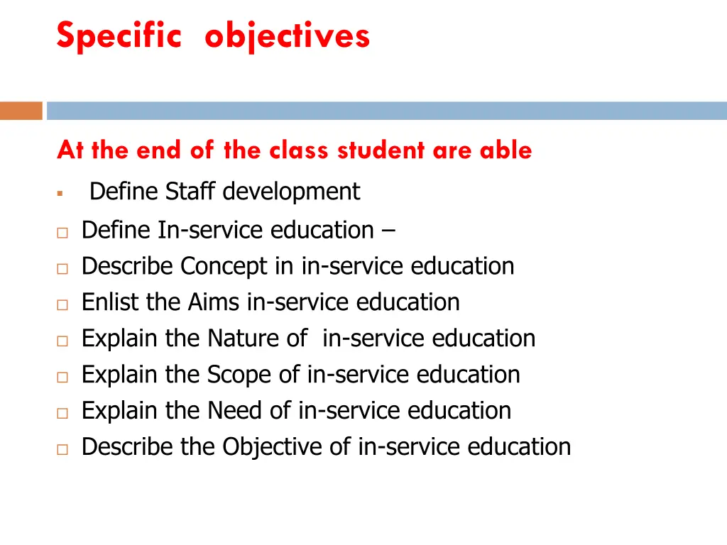 specific objectives