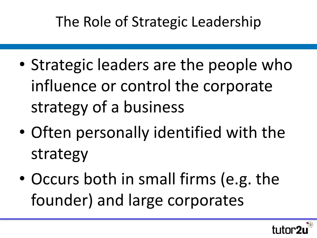 the role of strategic leadership