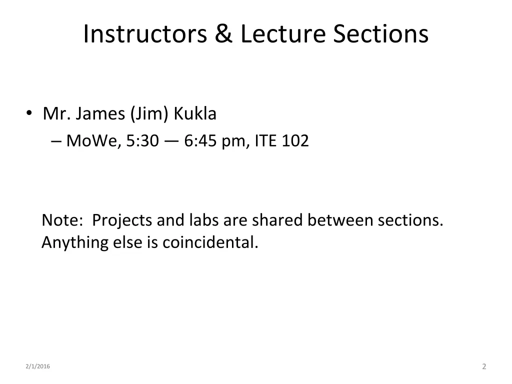 instructors lecture sections
