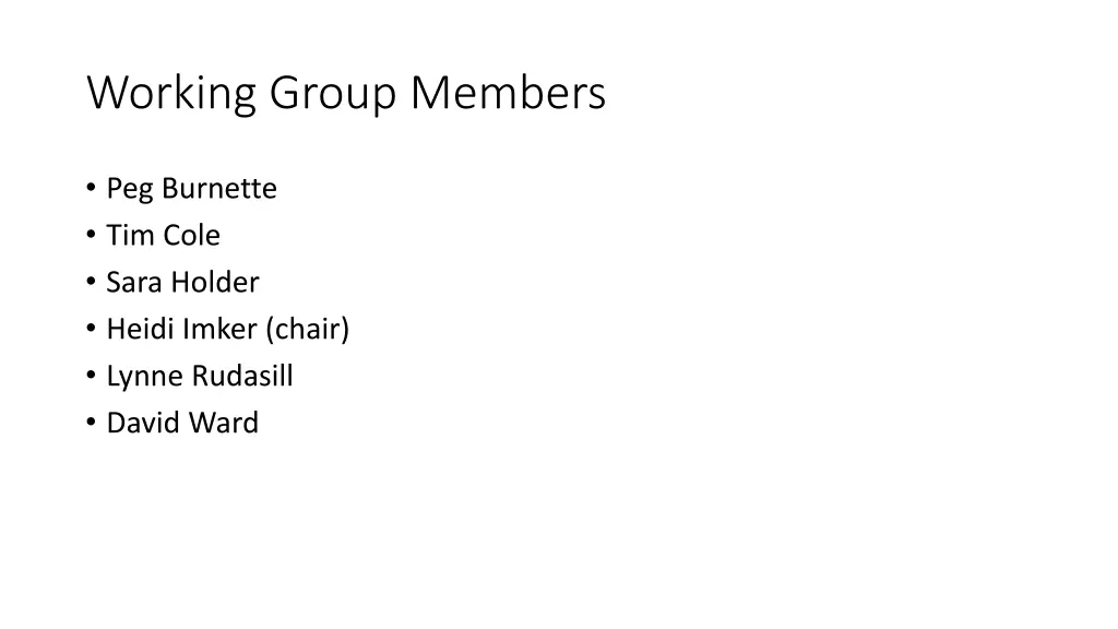 working group members