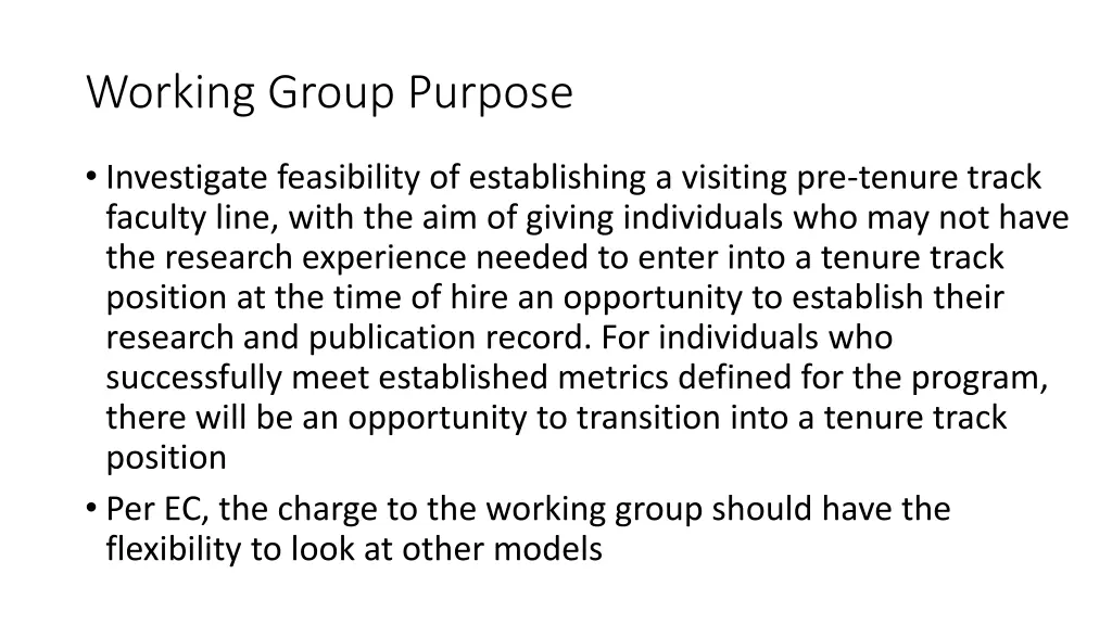 working group purpose