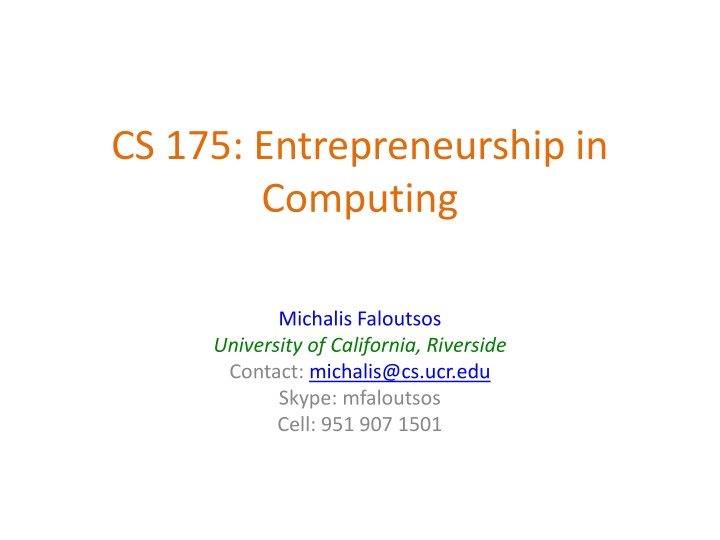 cs 175 entrepreneurship in computing