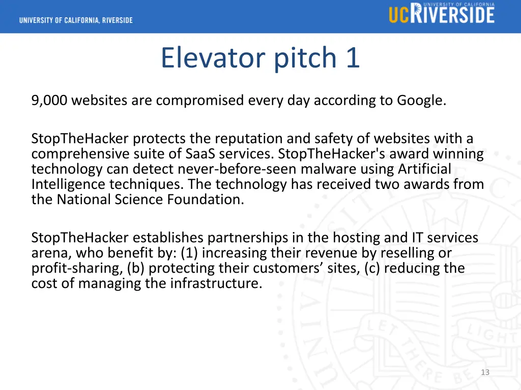 elevator pitch 1