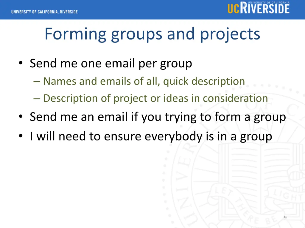 forming groups and projects