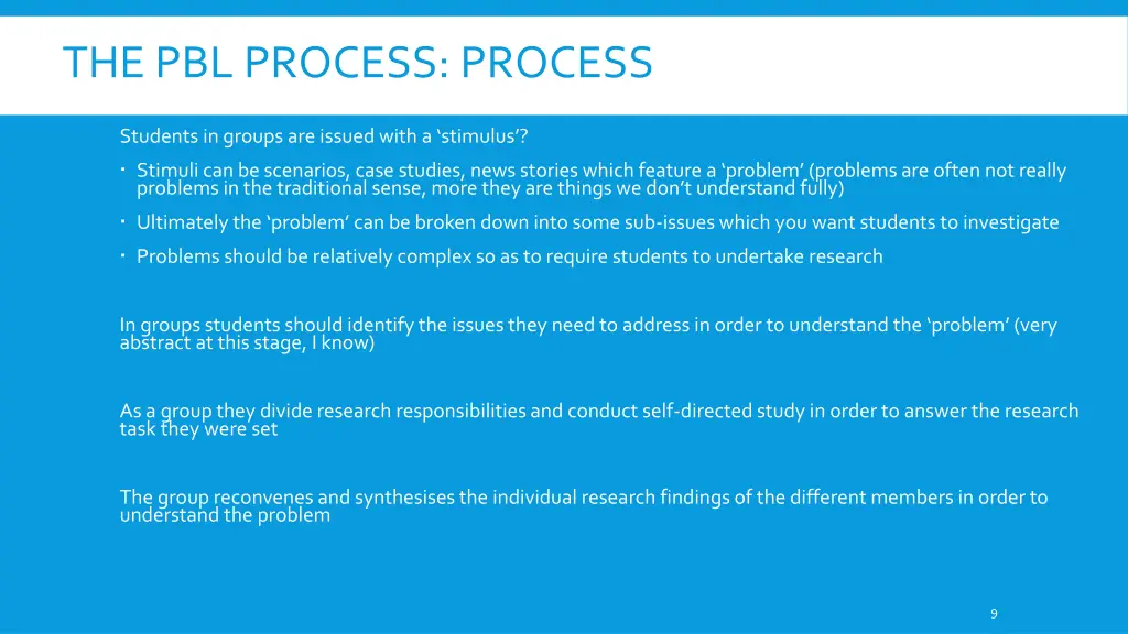 the pbl process process
