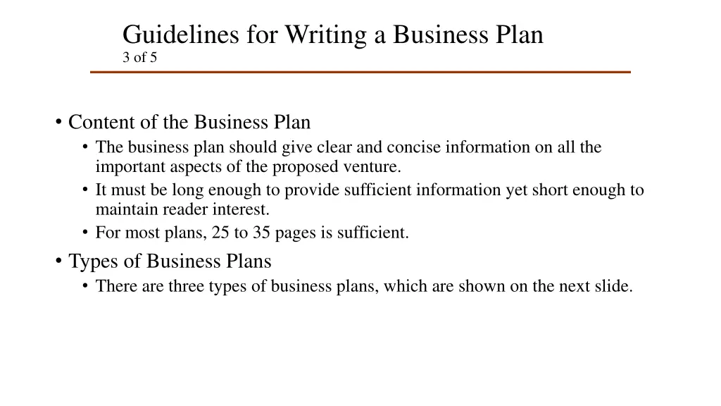 guidelines for writing a business plan 3 of 5