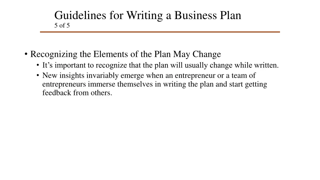 guidelines for writing a business plan 5 of 5