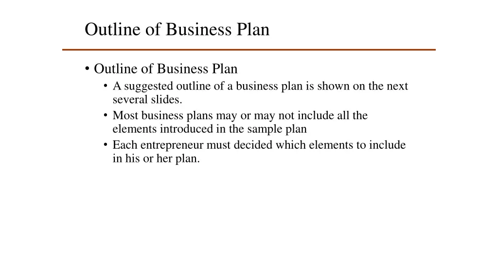 outline of business plan
