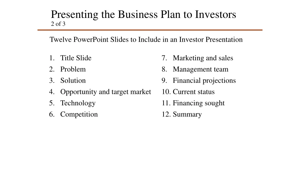 presenting the business plan to investors 2 of 3