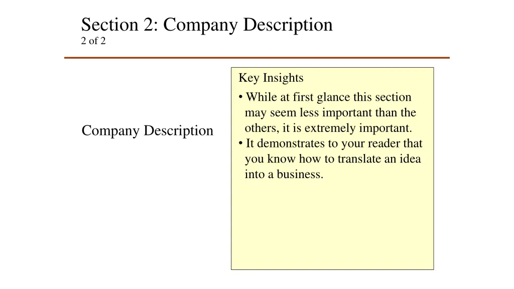 section 2 company description 2 of 2