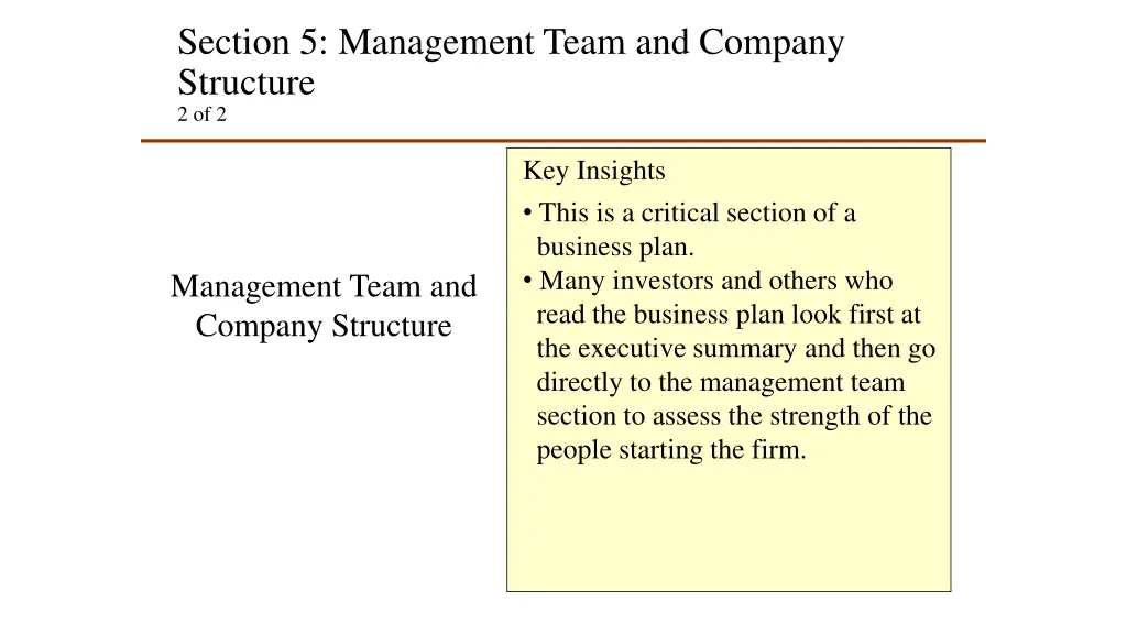 section 5 management team and company structure 1