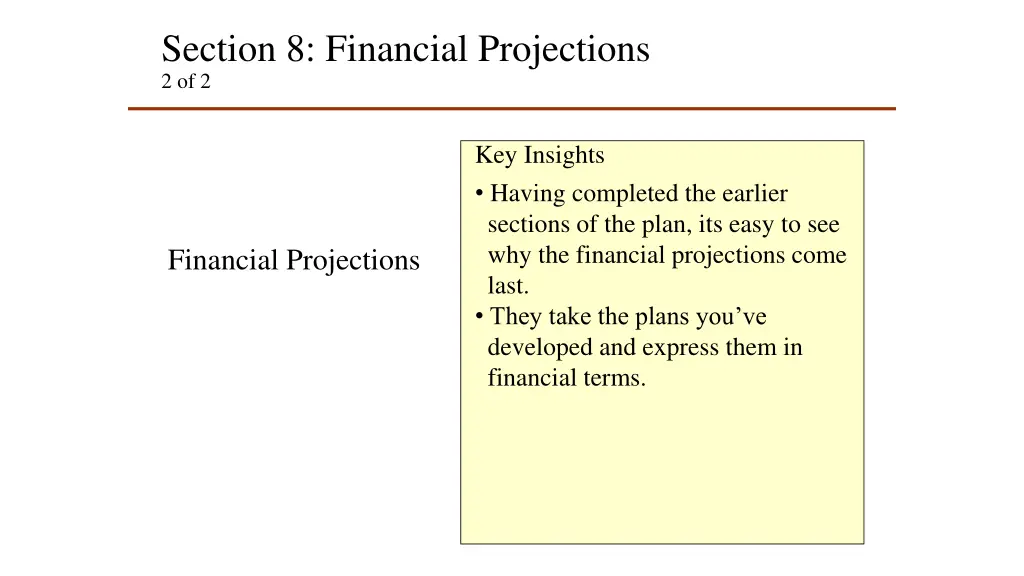 section 8 financial projections 2 of 2
