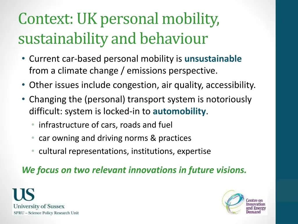 context uk personal mobility sustainability