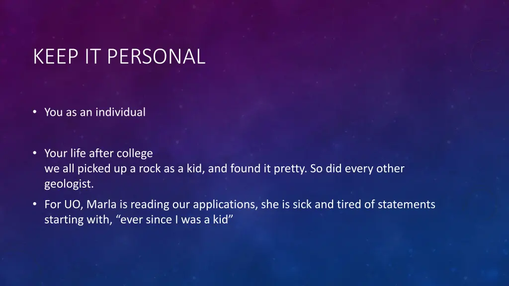 keep it personal