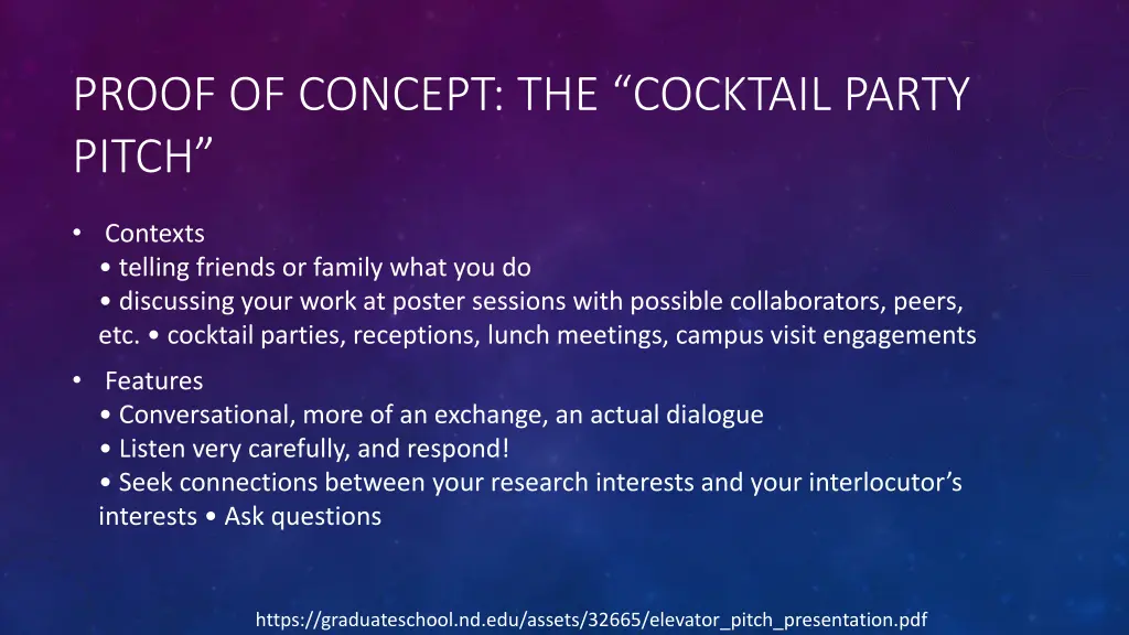 proof of concept the cocktail party pitch