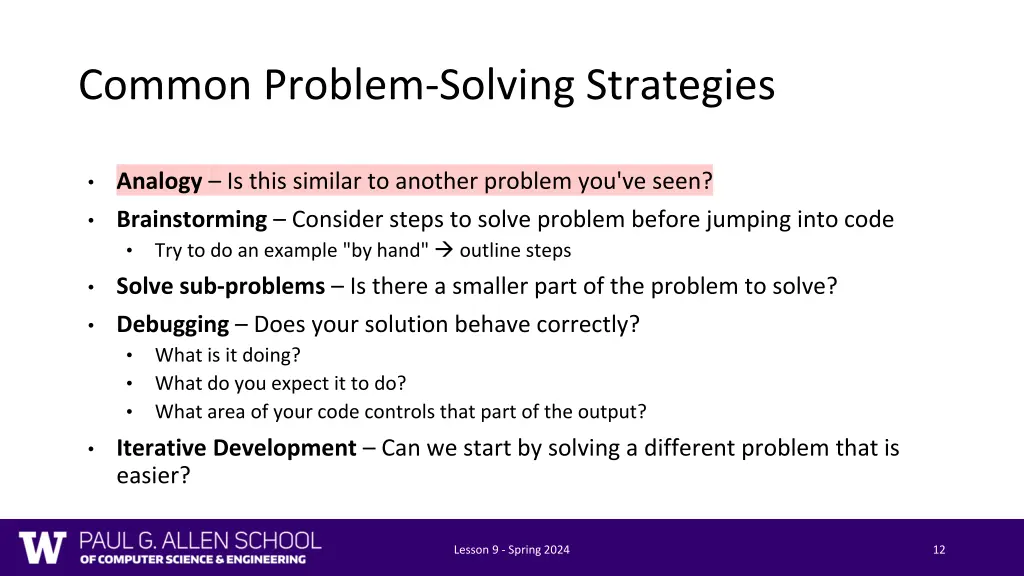 common problem solving strategies 1