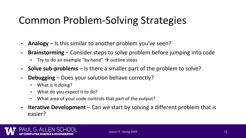common problem solving strategies