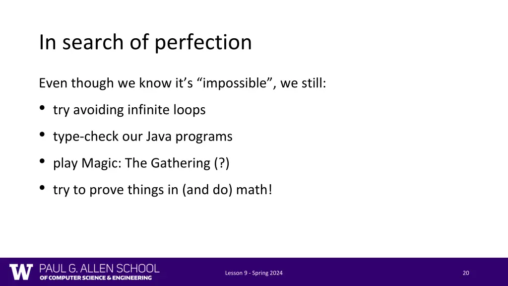 in search of perfection