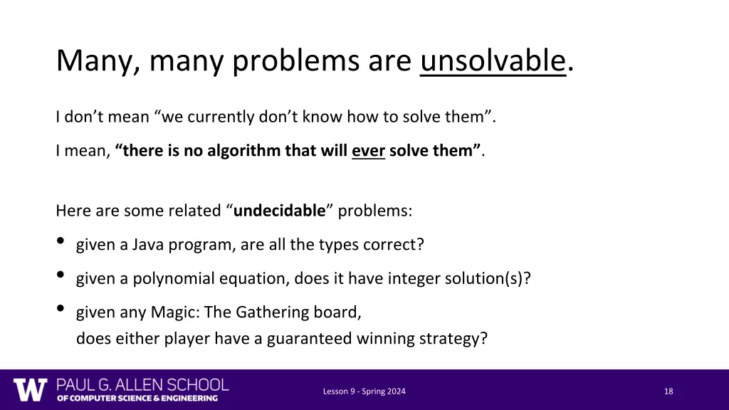 many many problems are unsolvable