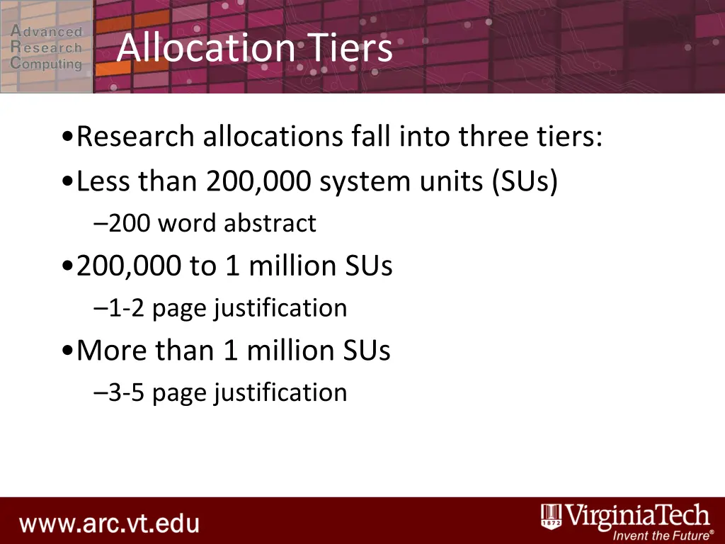 allocation tiers