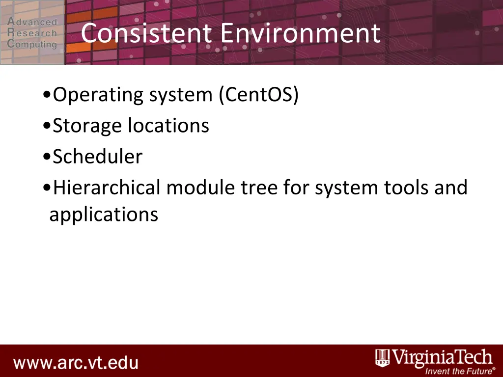 consistent environment