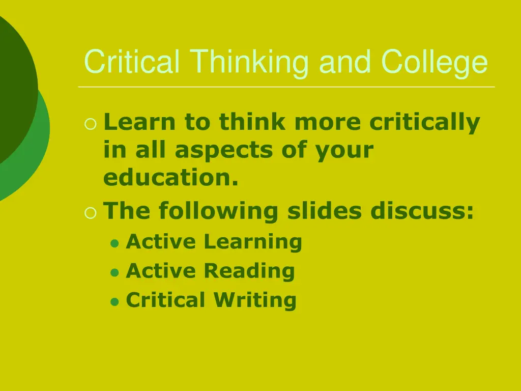 critical thinking and college