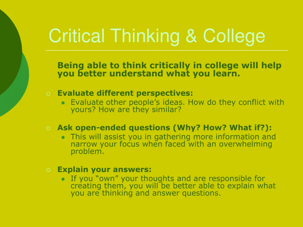 critical thinking college