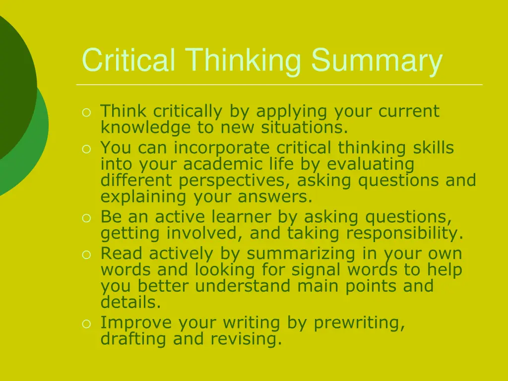 critical thinking summary