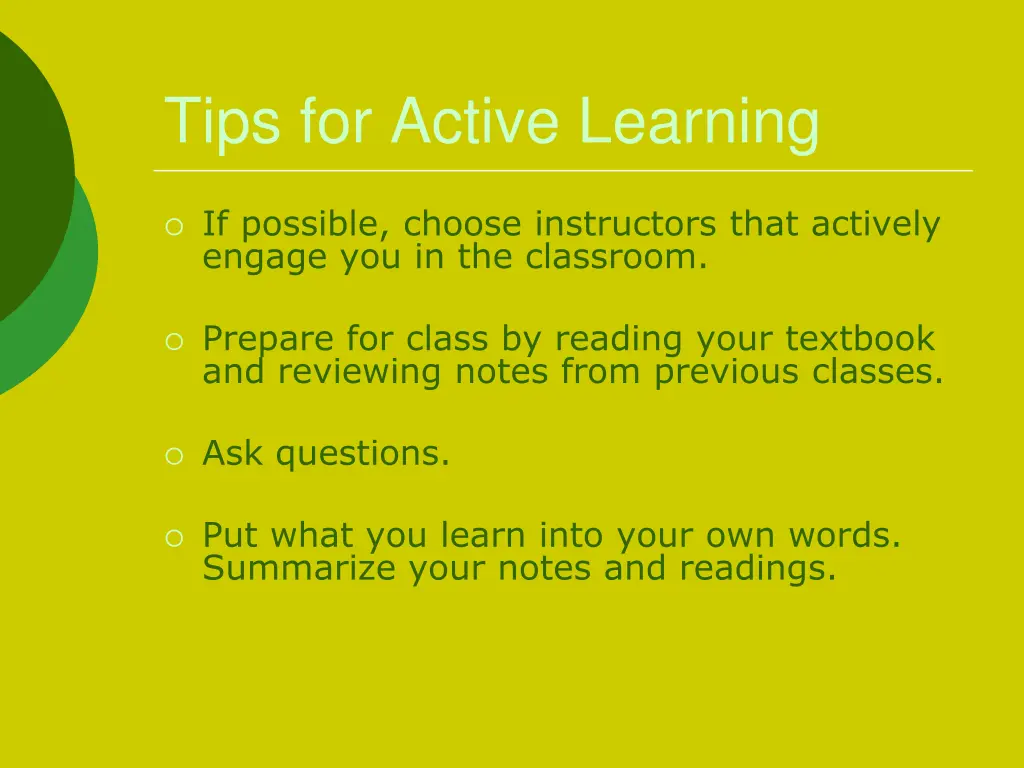 tips for active learning