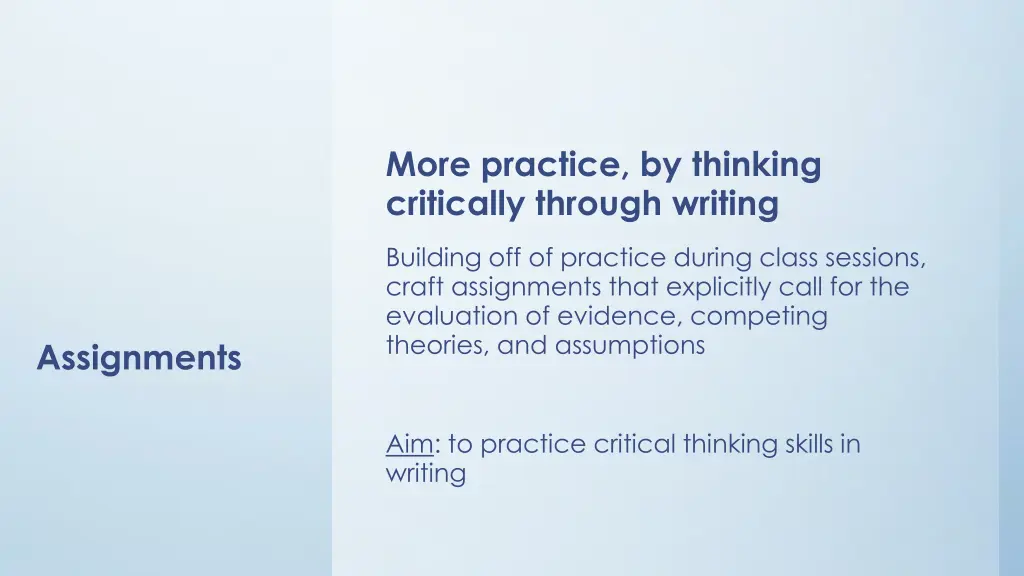 more practice by thinking critically through