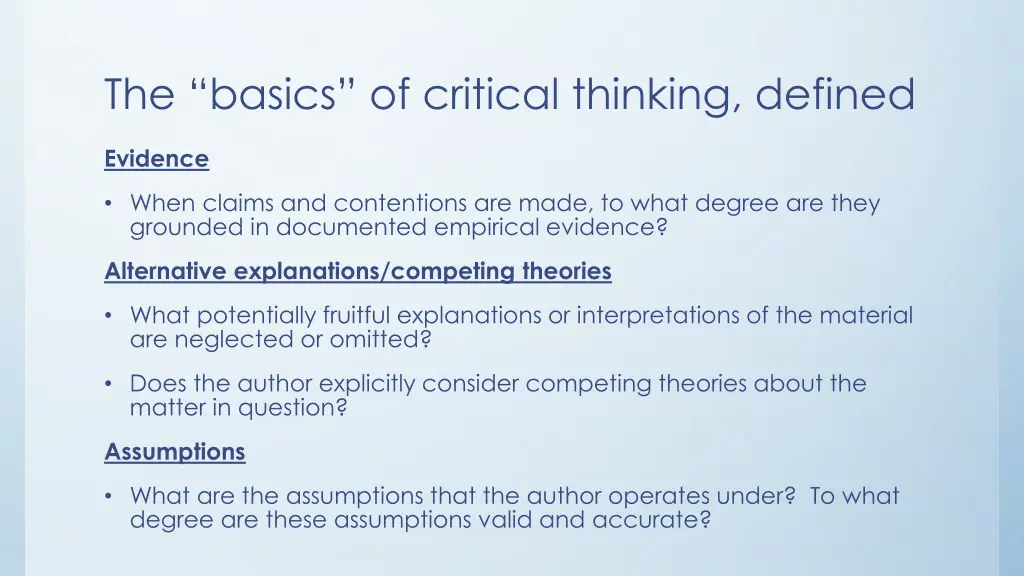 the basics of critical thinking defined