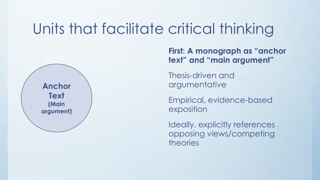 units that facilitate critical thinking