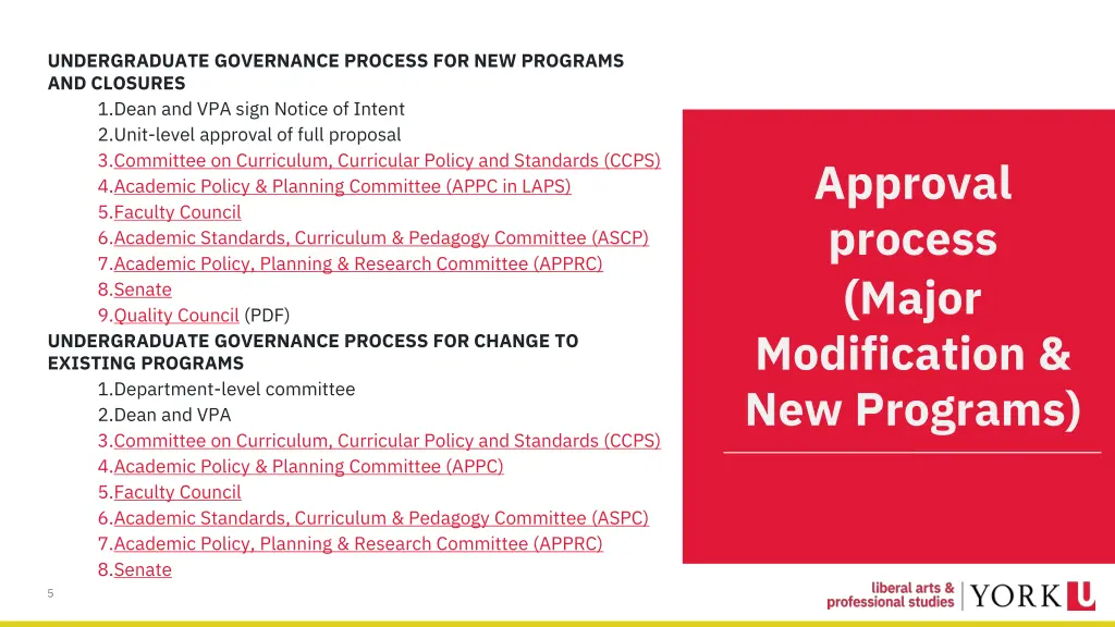 undergraduate governance process for new programs
