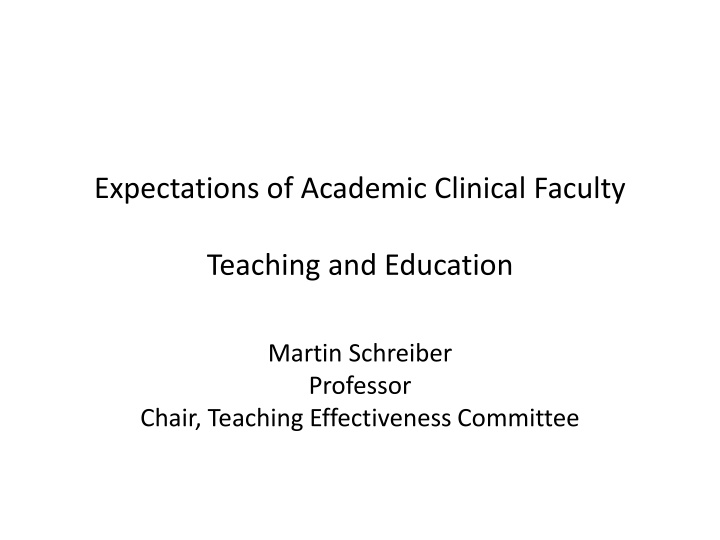expectations of academic clinical faculty