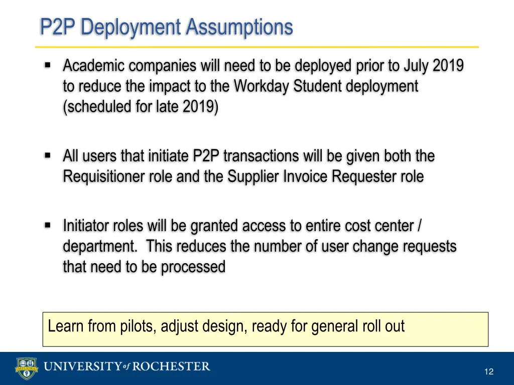 p2p deployment assumptions