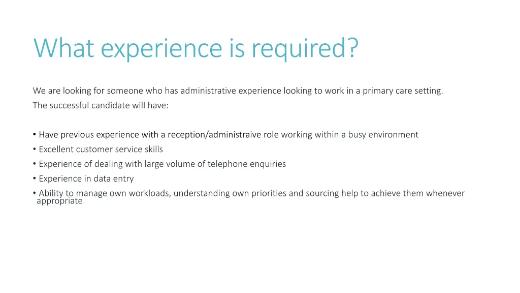 what experience is required
