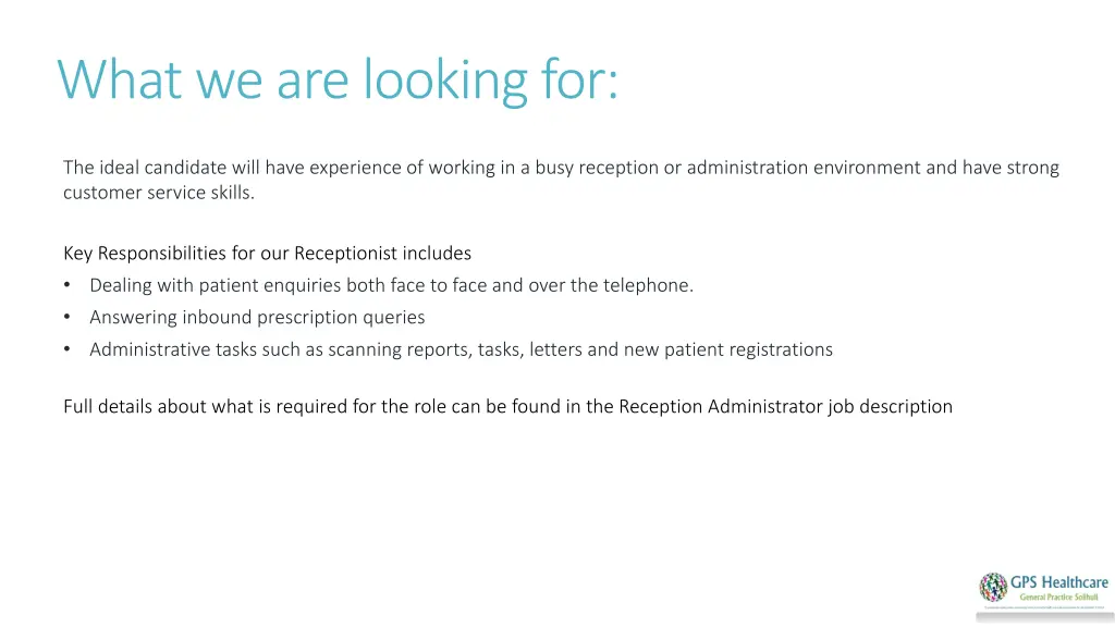 what we are looking for