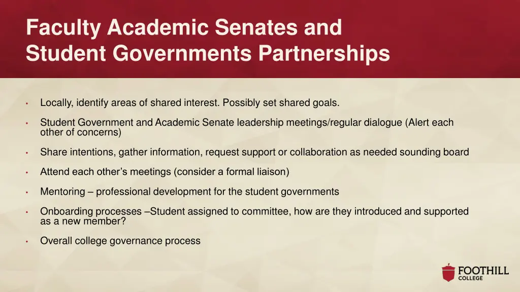 faculty academic senates and student governments