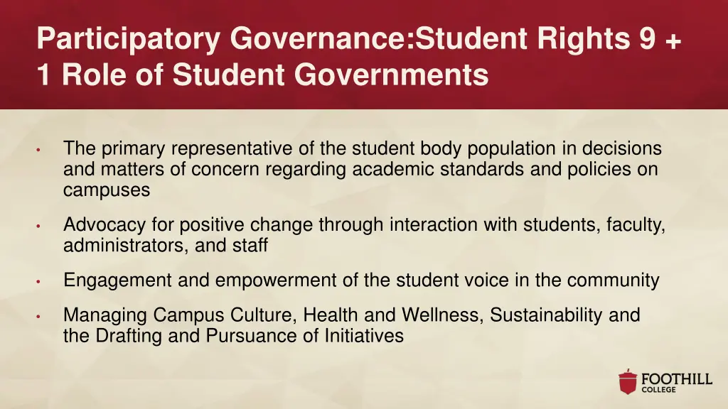 participatory governance student rights 9 1 role
