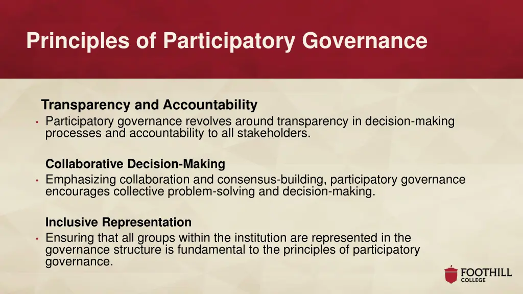 principles of participatory governance
