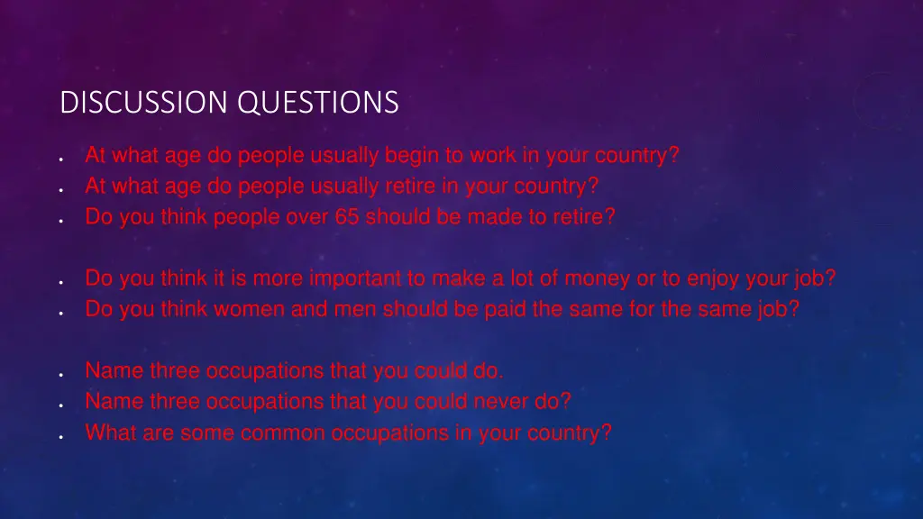 discussion questions