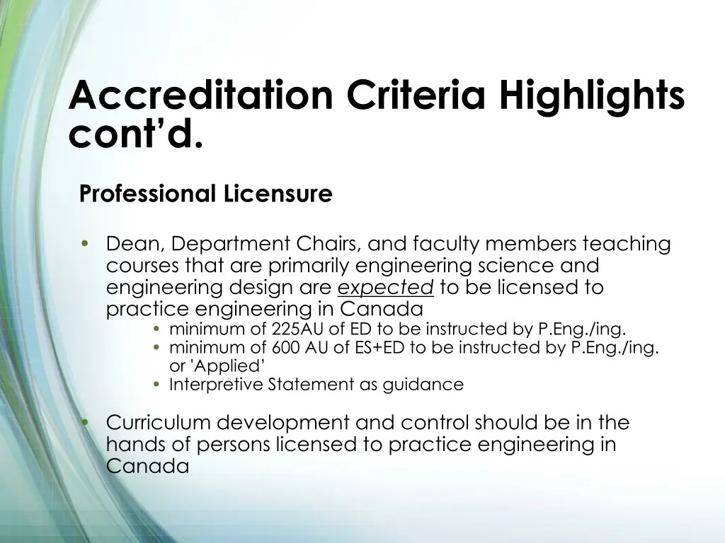 accreditation criteria highlights cont d 5